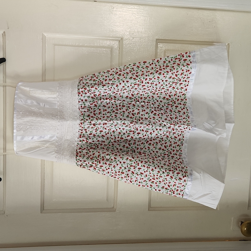 Strapless White Cherry Print Dress Size 3